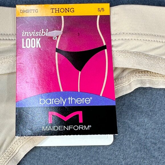 Maidenform Womens Size Small 5 Panty Thong Barely There Invisible Look Beige New - Picture 3 of 9